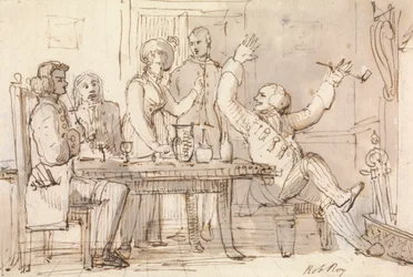 Une Illustration pour Rob Roy : Intérieur avec un Groupe Buvant