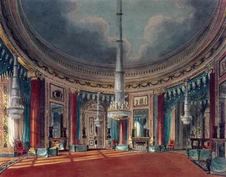 Carlton House, la salle circulaire, de Pynes Royal Residences, publié en 1818