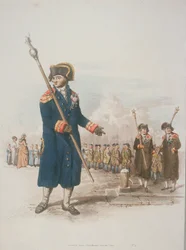 Bedeau paroissial en costume civique tenant un bâton, 1805