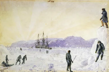 HMS Terror pris dans la glace près de l
