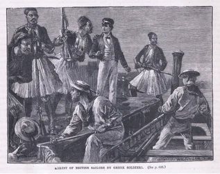 Arrestation des marins britanniques par des soldats grecs en 1850