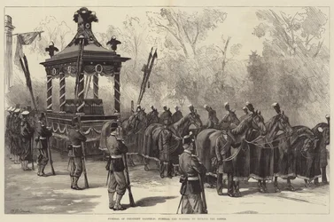 Funérailles du président Garfield, voiture funéraire attendant de recevoir le cercueil