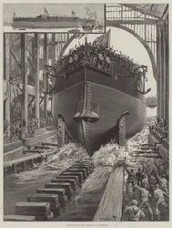 Lancement du HMS Rodney à Chatham