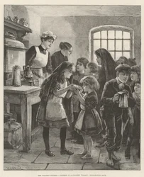 Les grèves des mines, détresse dans un village minier, distribution de soupe