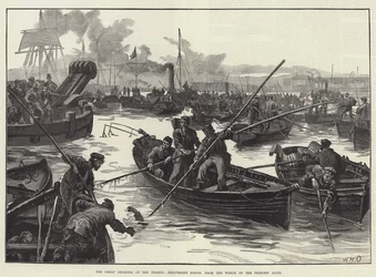 La grande catastrophe sur la Tamise, récupération des corps de l