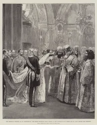 Le mariage impérial à Saint-Pétersbourg, la mariée recevant de l