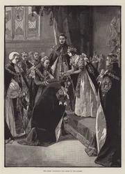 La reine conférant l