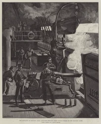 La situation à Souakim, HMS Albacore bombardant les forces d
