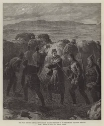 La guerre, avant Plevna, les Roumains creusant des tranchées jusqu