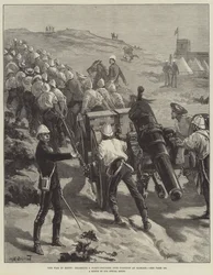 La guerre en Égypte, traînant un canon de quarante livres en position à Ramleh