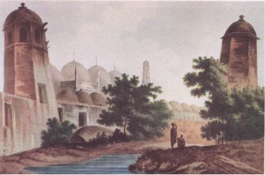 Vue de la mosquée Kutra construite par Mir Jaffier à Murshidabad (Select Views in India 1786), de British Adventure publié par Collins, 1947