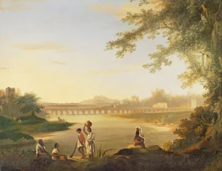 Le Pont de Marmalong, avec un Cipay et des Natifs au Premier Plan, vers 1783