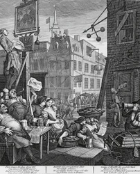 Beer Street, Londres, gravure par William Hogarth, Royaume-Uni
