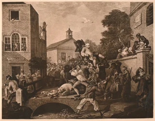 Chairing the Members, Plate IV de The Humours of an Election, 1757