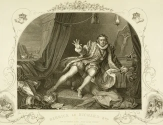 David Garrick (1717-79) en Richard III, Acte V Scène 3, dans la pièce de William Shakespeare, gravé par Portbury