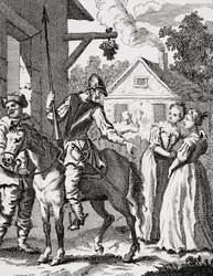 Don Quichotte et Sancho Panza à une auberge, publié en 1798