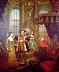 Henri VIII (1491-1547) présentant Anne Boleyn à la cour