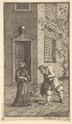 Hudibras courtisant la veuve Dix-sept petites illustrations pour Hudibras de Samuel Butler..., 1721-26