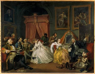 Le mariage à la mode : 4. La Toilette ... (huile sur toile)