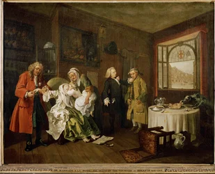 Le mariage à la mode : 6. La mort de la dame (huile sur toile)