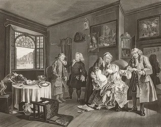 Mariage à la mode / Heirat nach der Mode. Feuille 6 : La mort de la dame / Le suicide de la comtesse