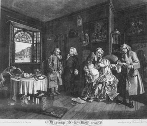 Le Mariage à la Mode, Planche 6, (La mort de la comtesse)