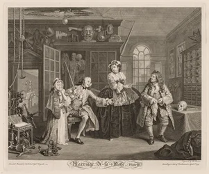 Mariage à la mode : La scène avec le charlatan, 1745