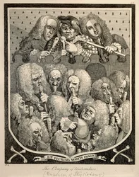 La Compagnie des Entrepreneurs par Georg Friedrich Haendel, caricature gravée par William Hogarth