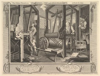 Les Apprentis compagnons à leurs métiers : Industrie et Paresse, planche 1, 30 septembre 1747