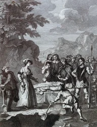 Les funérailles de Chyrstom et Marcella se justifiant par William Hogarth