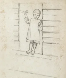 Fille en Tablier, debout sur un Rebord de Fenêtre, c. 1868 - 1869