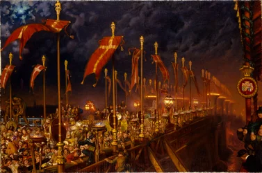 Le pont de Londres la nuit du mariage du prince et de la princesse de Galles, 1863