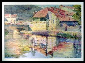 Ville continentale sur une rivière