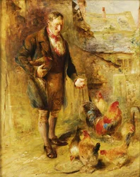Autoportrait, à 38 ans, avec des poules