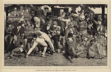 Un bon coup, une esquisse au match de cricket Eton et Harrow
