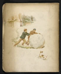 Enfants et une boule de neige. Le Train des Vacances: une chanson de 