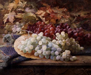 Raisins rouges et blancs. Peinture de William Jabez Muckley (1837-1905) Collection privee.