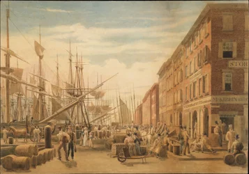 Vue de South Street depuis Maiden Lane, New York