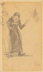 Femme agitant un drapeau