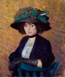 Femme au chapeau vert