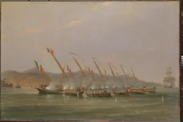 Le capitaine Robert Maunsell capturant des canonnières françaises au large de Java, juillet 1811
