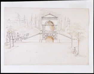 Chiswick, design pour une cascade à fronton combinée avec un pont routier à l