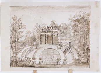 Temple floral et bassin rond