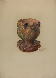 Pot de fleurs et plateau allemands de Pennsylvanie, vers 1936