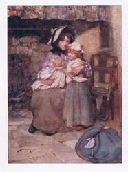 Et elle embrassa ses enfants insouciants avec beaucoup de larmes, et les serra fort, dans une douleur doublement chère