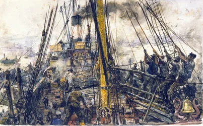 Ramasseurs de charbon à bord d