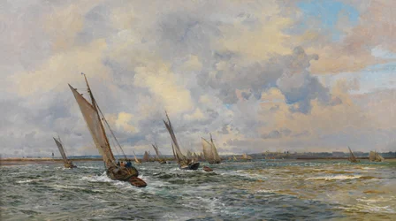 Pêcheurs de crevettes tirant au vent