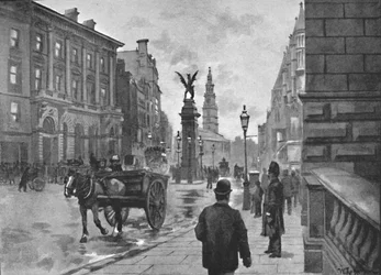 Fleet Street, montrant le Temple Bar Memorial et Childs Bank