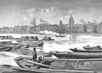 Cathédrale Saint-Paul depuis la rive sud de la rivière, 1891