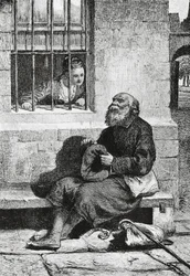 Miss Wardour et le mendiant Edie Ochiltree, illustration pour L